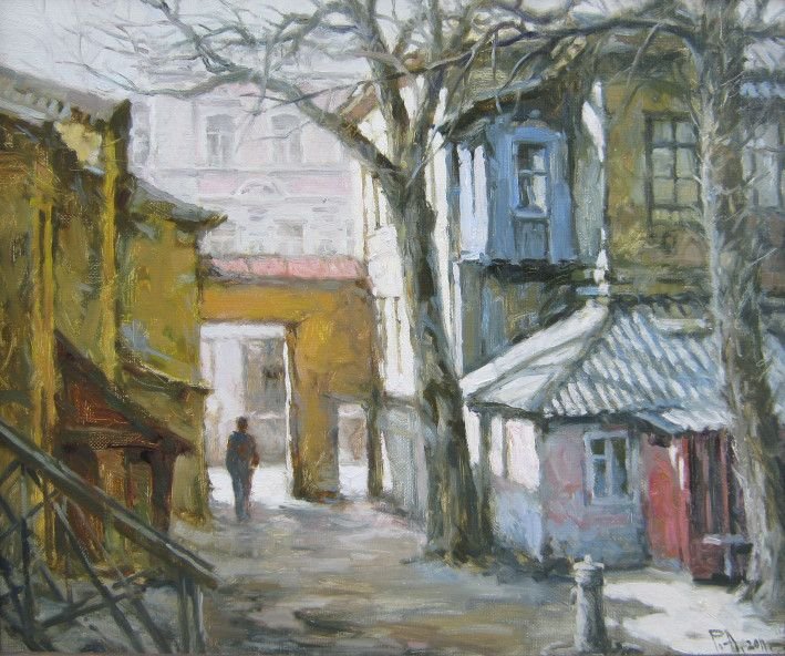 Painting «Kharkiv, courtyard on Sumskaya 16», oil, canvas. Painter Agasian Roman. Buy painting