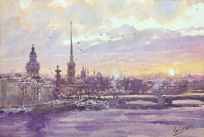 Painting «Panorama, St. Petersburg», watercolor, paper. Painter Mykytenko Viktor. Buy painting