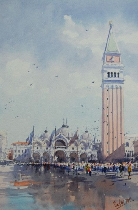 Painting «Venice morning. Cathedral of St. Mark», watercolor, paper. Painter Mykytenko Viktor. Buy painting