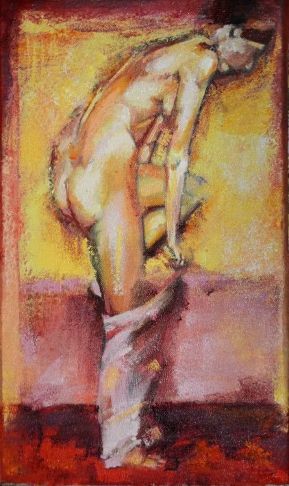 Картина «Утро. Этюд в розовато - золотистых тонах», масло, холст. Художница Дроздова Мария. Купить картину