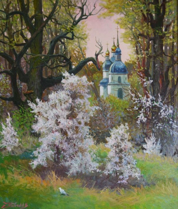 Painting «Vydubichesky monastery», oil, canvas. Painter Movchan Vitalii. Buy painting