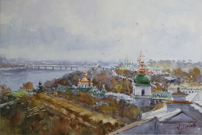 Painting «Panorama of Kyiv», watercolor, paper. Painter Mykytenko Viktor. Buy painting