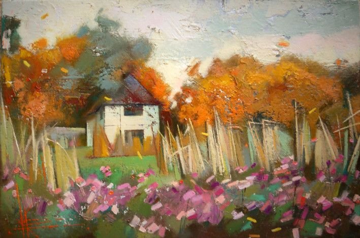 Painting «Forester's house», oil, canvas. Painter Korniienko Oksana. Buy painting