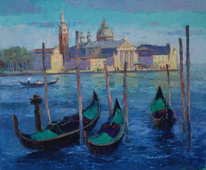 Painting «Gondolas of Venice», oil, canvas. Painter Movchan Vitalii. Buy painting