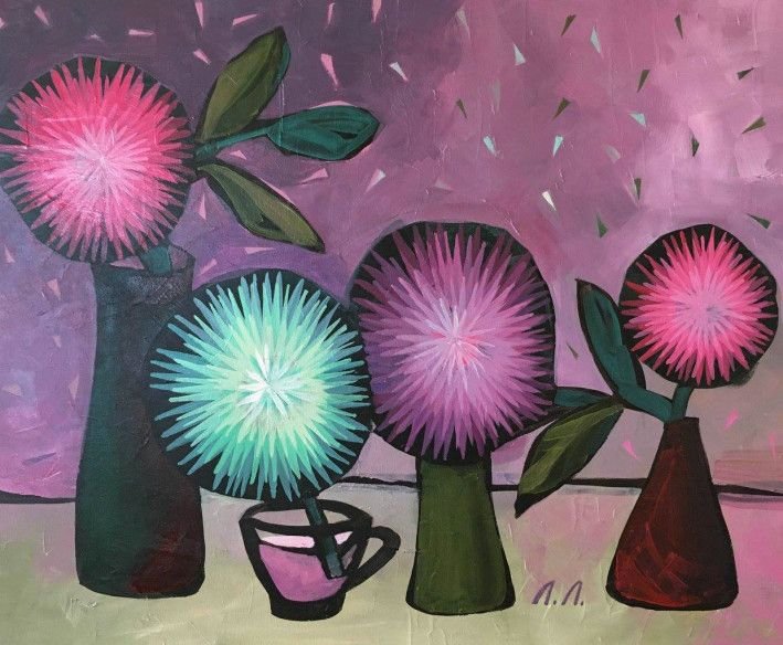 Painting “Each florets in bowl“