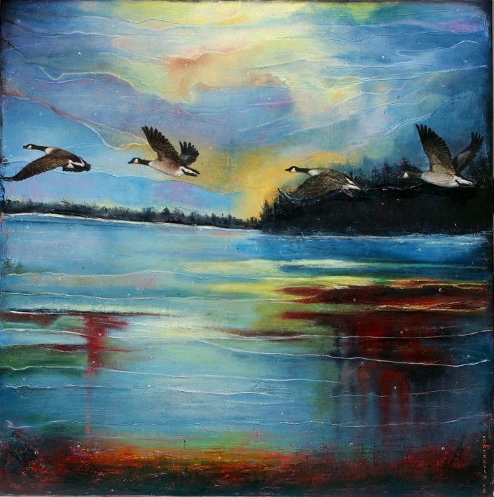 Painting «The ducks fly far away», oil, canvas. Painter Bahatska Nataliia. Buy painting