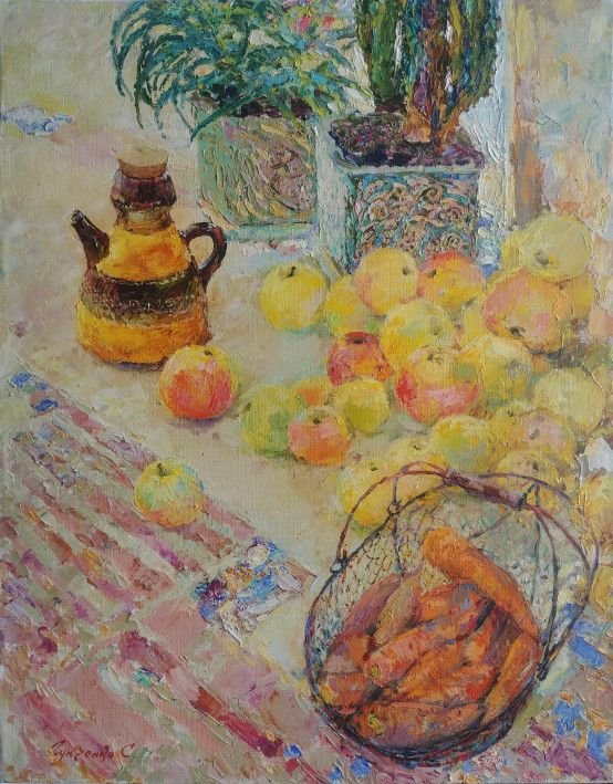 Картина «Осінні яблука», олійні фарби, полотно. Художниця Гунченко-Коваль Світлана. Купити картину
