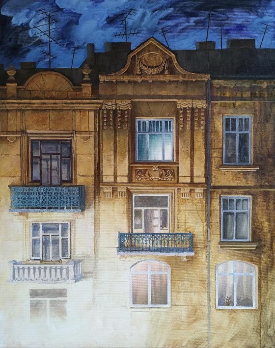 Painting «One street theater», oil, canvas. Painter Olha Kvasha. Buy painting