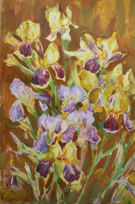 Painting «Sunny morning. Irises», oil, canvas. Painter Pavlenko Leonid. Buy painting