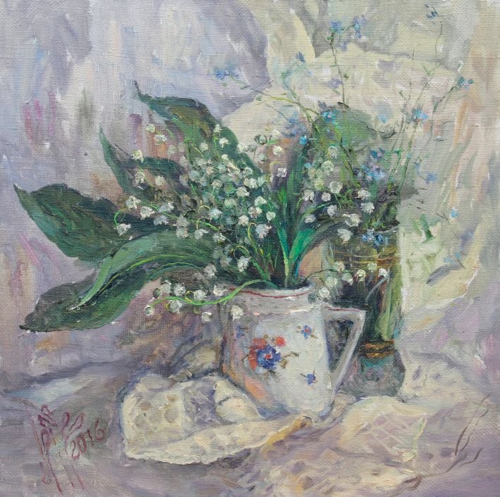 Painting «Lilies of the valley and forget-me-nots», oil, canvas. Painter Brazhnyk Olena. Buy painting