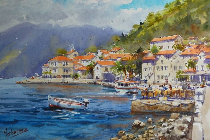 Painting «Boat by the shore», watercolor, paper. Painter Mykytenko Viktor. Buy painting