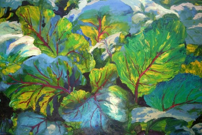 Картина «Овочева грядка. Капуста», олійні фарби, полотно. Художниця Самойлик Олена. Купити картину