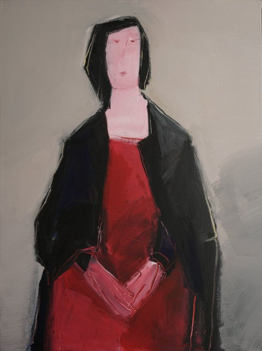 Картина «Дівчина в червоному», акрил, полотно. Художник Аджинджал Ахра. Купити картину