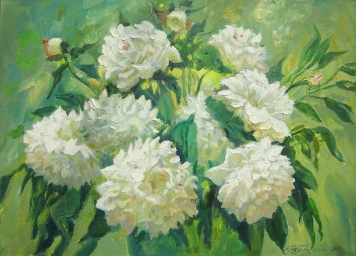 Painting «White Peonies», oil, canvas. Painter Tytulenko Volodymyr. Buy painting