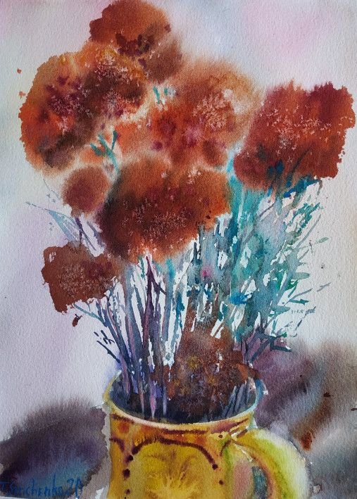 Painting «Country flowers», watercolor, paper. Painter Senchenko Tetiana. Buy painting