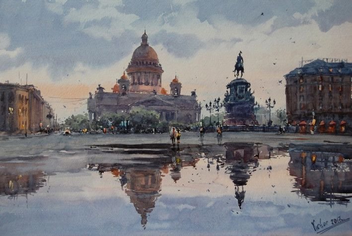 Painting «Saint Petersburg after the rain», watercolor, paper. Painter Mykytenko Viktor. Buy painting