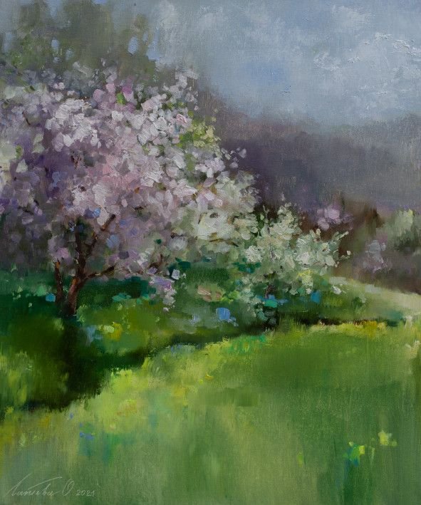 Painting «Spring in the mountains», oil, canvas. Painter Laptieva Olha. Buy painting