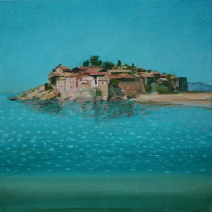 Картина «Острів Святого Стефана», олійні фарби, полотно. Художниця Дзиндра Ірина. Купити картину