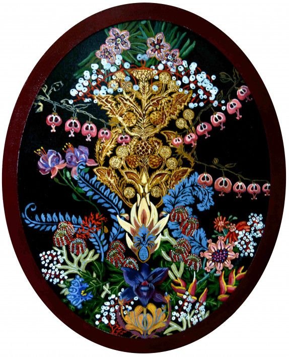 Картина «Натюрморт с ягодами  и цветами», масло, холст на двп. Художница Дроздова Мария. Купить картину