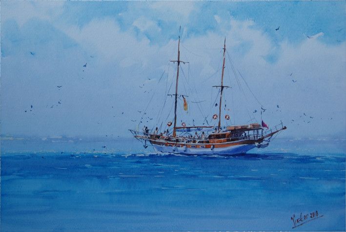 Painting «Open sea», watercolor, paper. Painter Mykytenko Viktor. Buy painting