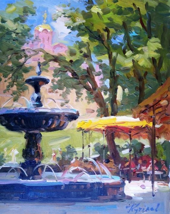 Painting « Fountain near the Golden Gate», oil, canvas. Painter Kutilov Yurii. Buy painting