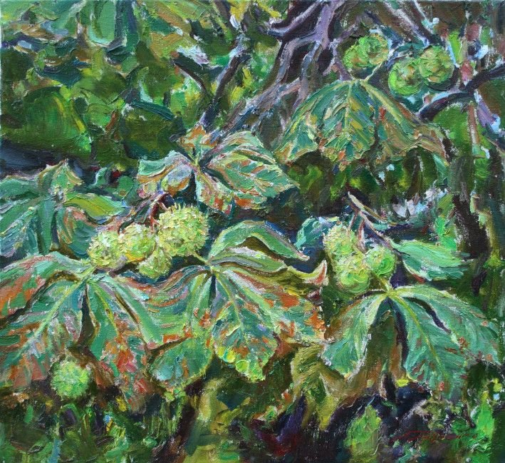 Painting «Kyiv chestnut trees I. August», oil, canvas. Painter Pavlenko Leonid. Buy painting
