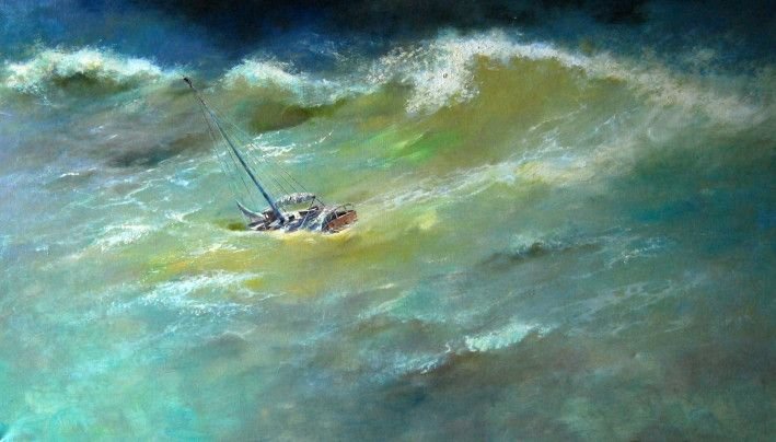 Painting «Among the waves», oil, canvas. Painter Kolesnykov Vitalii. Buy painting