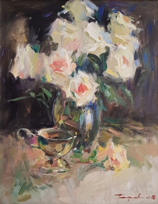 Painting «Tea rose», oil, canvas. Painter Terebylo Mykhailo. Buy painting