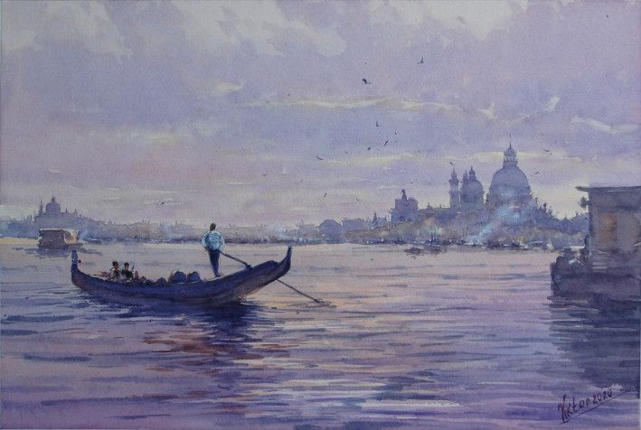 Картина “Гондольер на закате в Венеции”