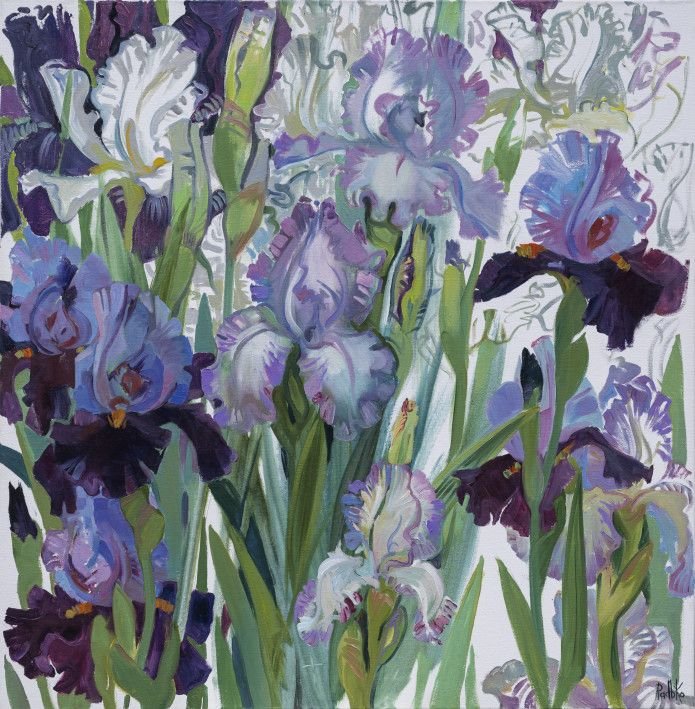 Painting « Irises ІІ», oil, canvas. Painter Korzh-Radko Liudmyla. Buy painting