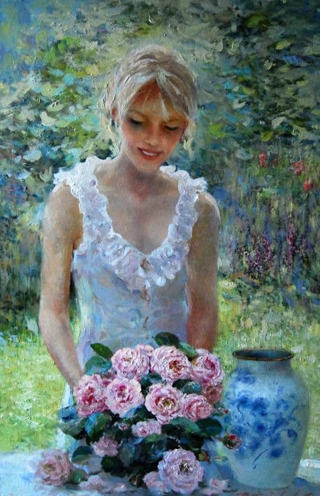 Painting “Girl with roses“