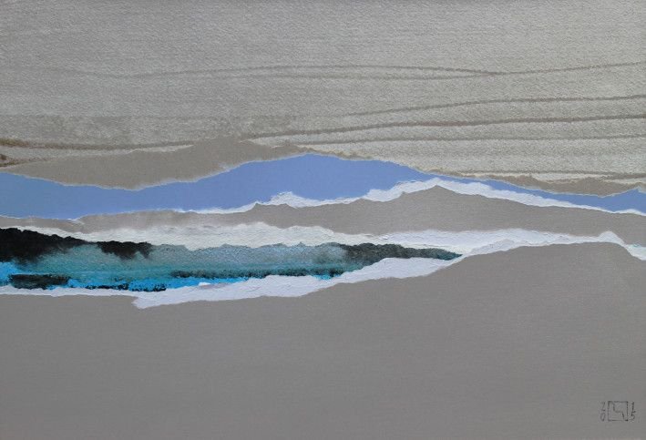 Painting «Mountains of Tibet», watercolor, collage, paper. Painter Dzyndra Iryna. Buy painting