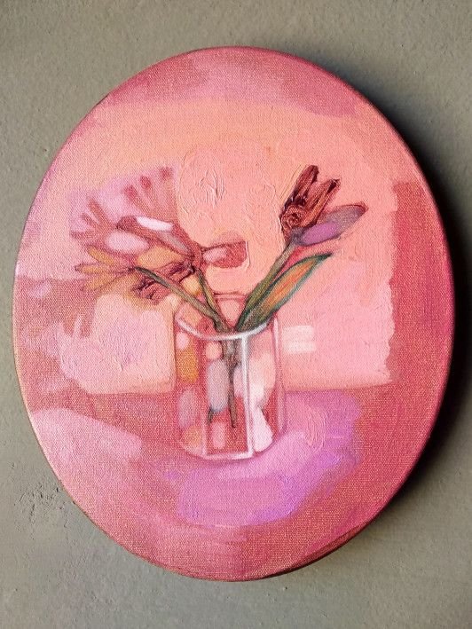 Картина «Рожева квітка», олійні фарби, полотно. Художниця Булкіна Анна. Купити картину
