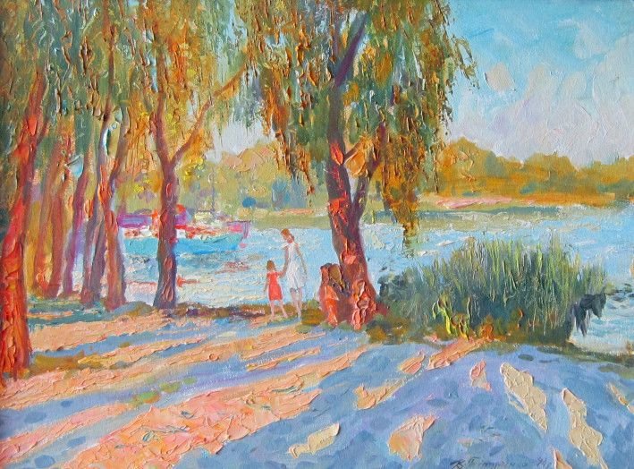 Painting «Evening at Obolon», oil, canvas. Painter Tytulenko Volodymyr. Buy painting