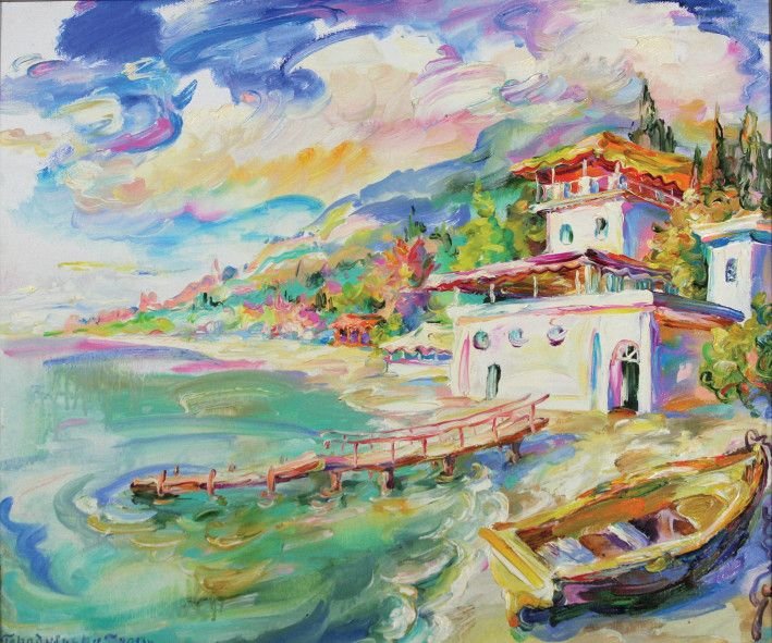 Painting «Bay in Gurzuf», oil, canvas. Painter Horodnycheva-Lutskevych Halyna. Buy painting