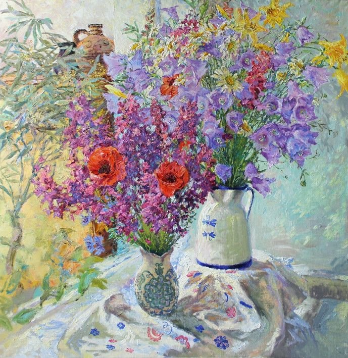 Картина «Летние цветы. Колокольчики», масло, холст. Художница Гунченко Светлана. Купить картину