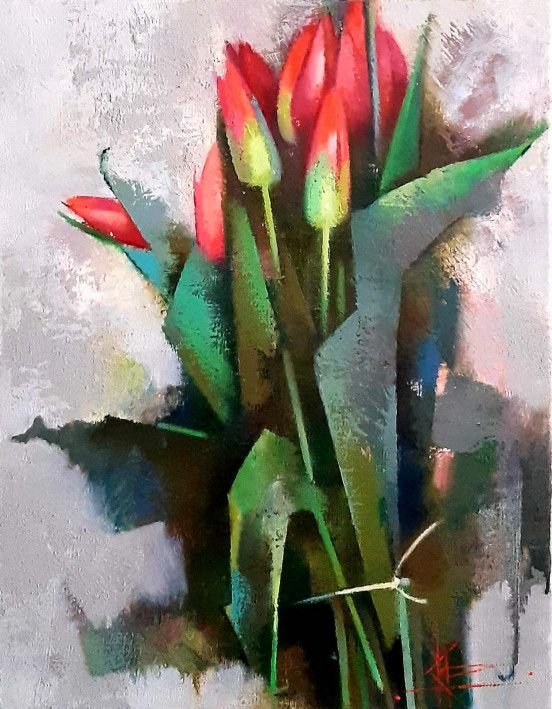 Картина «Просто тюльпани», олійні фарби, полотно. Художниця Корнієнко Оксана. Купити картину