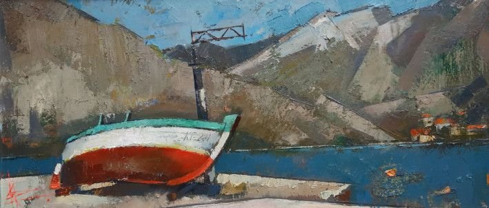 Картина «Човен на березі», олійні фарби, полотно. Художниця Корнієнко Оксана. Купити картину