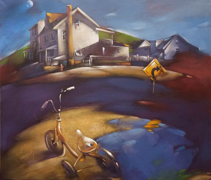 Painting «Suburb», oil, acrylic, canvas. Painter Hrabovskii Andrii. Buy painting
