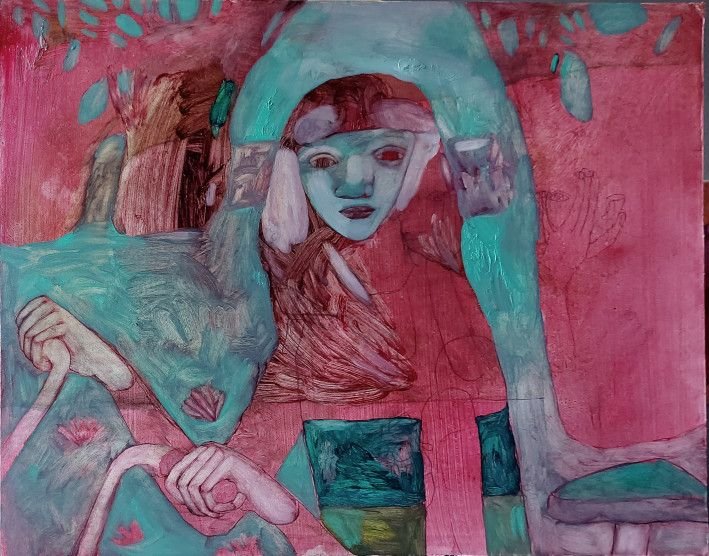 Картина «Зупинка в парку», олійні фарби, двп. Художниця Булкіна Анна. Купити картину