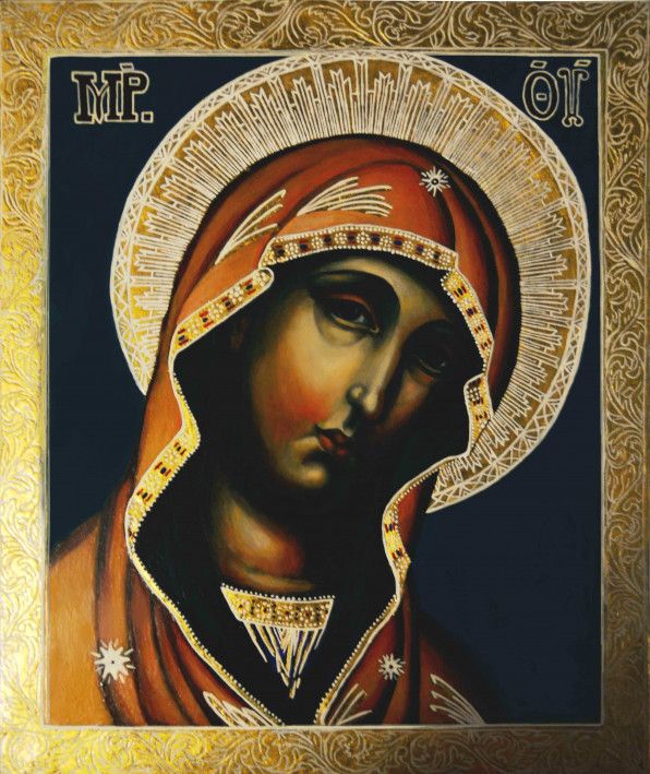 Картина «Мати Божа», темпера, дерев'яна дошка. Художниця Дроздова Марія. Купити картину