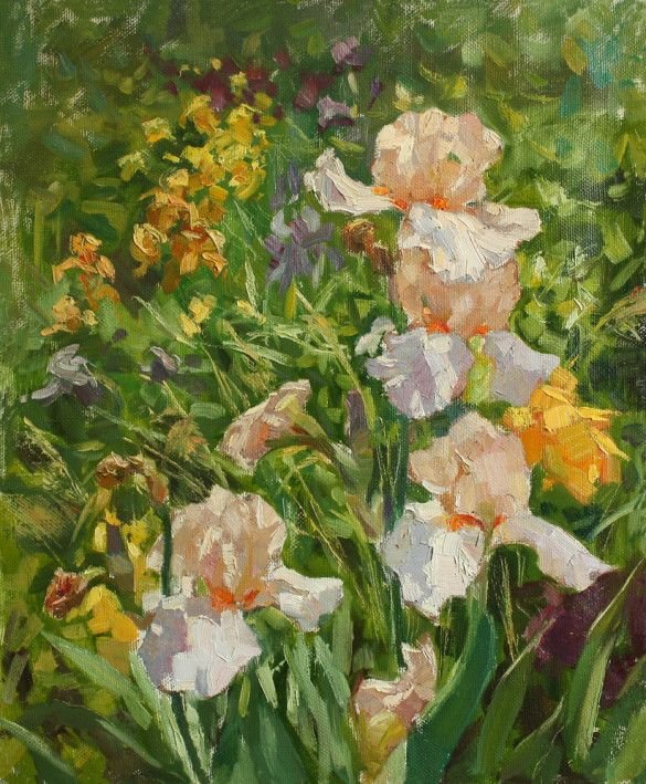 Painting «Irises», oil, canvas. Painter Korinok Viktor. Buy painting