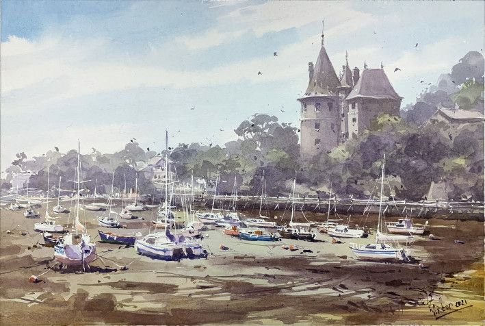 Painting «Pornic, dock in France», watercolor, paper. Painter Mykytenko Viktor. Buy painting