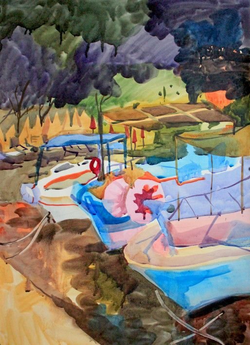 Painting «Fishing Boats», watercolor, mixed media, paper. Painter Belaschuk Tetiana. Buy painting
