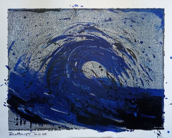 Painting «Wave», acrylic, pastel, paper. Painter Zheltonogov Oleksii. Buy painting