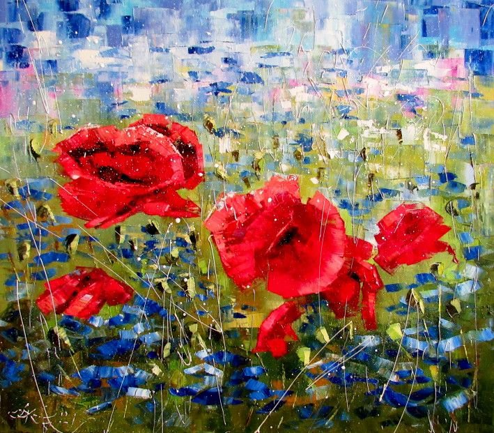 Painting «Poppy field», oil, canvas. Painter Kolos Anna. Buy painting