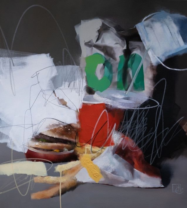 Картина «Fast Food 2», олійні фарби, акрил, олівець, полотно. Художник Шаповалов Євген. Купити картину