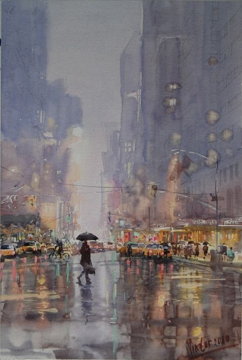 Картина “Дождливый вечер. Нью-Йорк”