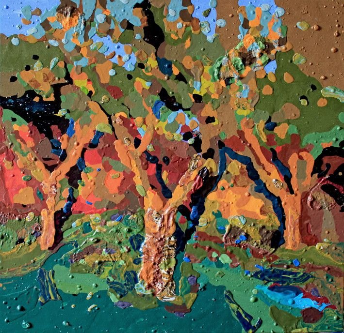 Painting «Apple Orchard», acrylic, mixed media, canvas. Painter Belaschuk Tetiana. Buy painting