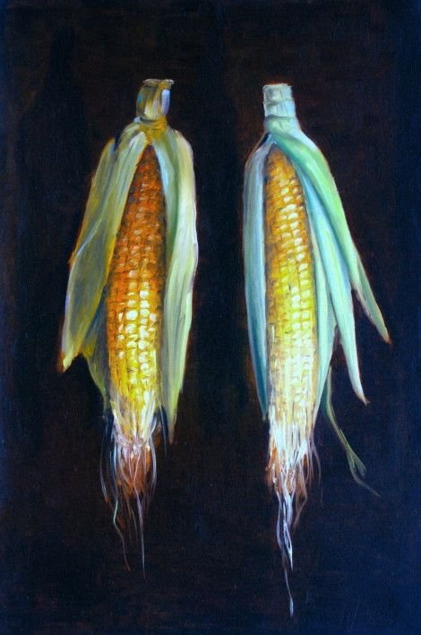Картина «Два качани кукурудзи», олійні фарби, полотно. Художниця Багацька Наталія. Купити картину